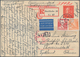 Ghetto-Post: 1943 (9.2.), 20 Öre-GA-KArte (zwei Nadellöcher) Mit Zusatzfranktur Als R-Karte Per Luft - Sonstige & Ohne Zuordnung