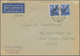 Berlin: 1949: Luftpostbrief Als ERSATZAEROGRAMM Mit 2 X 50 Pf. Schwarzaufdruck – Eine Marke Unvollko - Briefe U. Dokumente