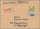 Berlin: 1 DM Rotaufdruck Als EF Auf R-Bf. Mit Rückschein Ab Schwäbisch Gmünd Vom 28.1.50 Nach Faurnd - Covers & Documents