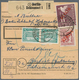 Berlin - Postkrieg: 1949: 2 DM Und 60 Pfg Rotaufdruck Mit 5 Pfg Bauten (Paar) Zusammen Auf Paketkart - Sonstige & Ohne Zuordnung
