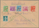 Berlin - Postschnelldienst: 8, 10 U. 20 Pf. Rotaufdruck Mit 16 Pf. Stephan Sowie 6 U. 40 Pf. Bauten - Lettres & Documents