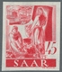 Saarland (1947/56): 1947, "45 Pfg. Dunkelrosarot Ungezähnt", Postfrischer Wert Mit Seltener Kombinat - Unused Stamps