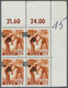 Saarland (1947/56): 1947, 6 Fr. Auf 24 Pfg., KOPFSTEHENDER AUFDRUCK, Eckrand-4er-Block Rechts Oben, - Unused Stamps