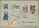 Saarland (1947/56): 1948. Hochwasser 5 - 18 Fr, Mit Zusatzfrankaturen, Portorichtig Auf Drei Saubere - Unused Stamps