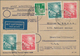 Bundesrepublik Deutschland: 1949, Luftpostkarte Mit 1. Bundestag Zweimal Komplett Und 10 Pfg. Bauten - Briefe U. Dokumente