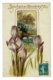 Carte Illustrée Gauffrée - Souhaits Sincères De Bonne Année (fleurs De Crocus Devant Un étang, Cygnes) Circulé 1910 - Thanksgiving