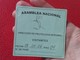 PASE TICKET DE ENTRADA BILLETE ENTRY ENTRANCE ENTRÉE ASAMBLEA NACIONAL VENEZUELA ? DIRECCIÓN PROTECCIÓN SEGURIDAD 2006 - Sin Clasificación