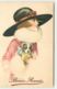 N°10756 - Carte Illustrateur - A. Bertiglia - Femme Avec Chapeau Et Chiot Avec Noeud Rose - N°7563 - Bertiglia, A.