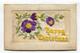 First World War Silk Postcard - Happy Christmas, Violets - Embroidered