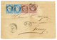 1874 CERES 25c(x2) + 10c(x2) Pd Obl. T.16 BERNAY + T.17 GARE DE BERNAY + B.M Sur Enveloppe(pd) Pour BERNAY. Triple Port  - Autres & Non Classés