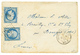 "BUREAU N - Double Port" : 1856 20c(n°14)x2 TB Margés Obl. AON + ARMEE D'ORIENT Bau N Sur Enveloppe Pour La FRANCE. RARE - Marques D'armée (avant 1900)