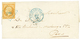 "PETIT CHIFFRE En Bleu" : 1855 10c(n°13) Pd Obl. PC 2386 En BLEU + T.15 PASSY-LES-PARIS Bleu Sur Lettre Pour PARIS. Rare - 1853-1860 Napoléon III