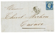 1855 20c(n°14) Bleu Fonçé Sur Vert (n°14i) TB Margé Sur Lettre De LYON. Cote 360€. Signé SCHELLER. TTB. - 1853-1860 Napoleone III