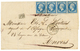 1861 Bande De 4 Du 20c(n°14) TTB Margée Obl. PC 1896 + Cachet Maritime ALGER BAT. A VAP. Sur Lettre D' ALGER Pour ANVERS - 1853-1860 Napoléon III