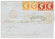 1855 10c(n°13) + 40c(n°16)+ Paire 80c(n°17) Pd Obl. PC 1495 + BUREAU MARITIME LE HAVRE Rouge + FOREIGN PAID Sur Lettre P - 1853-1860 Napoleone III