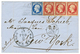 1856 Bande 3 Du 80c(n°17) TTB Margée + 20c(n°14) TB Margé Obl. POINTILLES FINS Sur Lettre Pour NEW-YORK (USA). Légère Tr - 1853-1860 Napoleone III