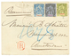 1893 1c+ 15c + 1F (variété OBOCK Trés Déplacé) Obl. OBOCK COLONIES FRANCse Sur Enveloppe RECOMMANDEE Pour AMSTERDAM (PAY - Autres & Non Classés