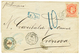 1873 ARGENTINA 5c + Boxed F.56 + BUENOS AYRES PAQ FR J N°5 On Cover To GENOVA Taxed With 1L POSTAGE DUE. Vvf. - Zonder Classificatie