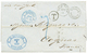 CUBA : 1877 Duplex Cds NEW YORK + HAVANA TRANSIT + ETATS-UNIS CHERBOURG In Blue + "7" Tax Marking On Entire Letter From  - Autres & Non Classés