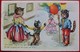 Cpa Chat Humanisé , PETITS CHATS  Et MARCHAND De BALLONS, 1954. Dressed Cat & Kitten BALLS DEALER . KATZE . YAN LEER - Gatti