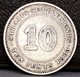 Straits Settlements 10 Cents 1883 Queen Victoria Silver XF Rare Coin - Colonies