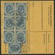 BUNDESREPUBLIK 134 BRIEF, 1954, 50 Pf. Posthorn Im Sechserblock Rückseitig Mit 70 Pf. Zusatzfrankatur Auf Paketkarte Aus - Autres & Non Classés