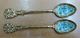 AC - VINTAGE ENAMELED TWO METAL SOUVENIR COLLECTERS SPOONS - Spoons