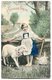 CPA - Carte Postale - Belgique - Heureuse Pâques - Petite Fille - Mouton - 1908 (M7435) - Pâques