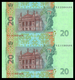 UKRAINE 20 HRYVEN 2016 Sign. HONTAREVA UNCUT PAIR / VERTICAL BLOCK OF 2 Pick 120e Unc - Ukraine