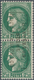 Dt. Besetzung II WK - Frankreich - Dünkirchen: 1940, 2,50 Fr Schwärzlichgrün Ceres, Senkrechtes Paar - Occupation 1938-45