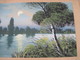 Gouache Sur Papier Paysage A Retrouver Signé L. HENON Artiste Peintre Montfermeil 16.5 X 25 Cm - Aquarelles