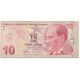 Billet, Turquie, 10 Lira, 2009, Old Date 1970-10-14, KM:223, TB - Türkei