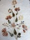 Delcampe - Vintage France Lot 5 Feuilles Bouquet De Fleurs Plantes Séchées Pressées Papier Chiffon Fabriqués Recyclés Chutes Tissus - Autres & Non Classés