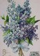 Cpa FLEURS  JOLI BOUQUET De LILAS , Noué, BONS BAISERS , Gaufrée , 1906 , Flowers BLUE LILAC Embossed Old Pc - Fleurs