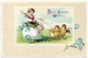 Best Easter Wishes 1913 - International Art New York - Child Enfant, Egg Pulled By Chicks, Embossed Border - Easter