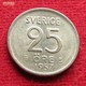 Sweden 25 Ore 1957 KM# 824 Silver   Suede Suecia Sverige Svezia - Sweden