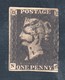 3932  1840:Queen Victoria, One Penny Black - Used Stamps