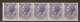 (Fb).Repubblica.1956-63.Macchinette Distributrici.15 Lire Violetto Grigio Striscia Di 5 Con Numero Al Verso (35-18) - 1946-60: Mint/hinged