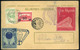 1933. Dekoratív Alkalmi Légi Levlap, Zeppelin Bélyeggel, Levélzáróval - Briefe U. Dokumente
