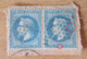 France - Paire Horizontale Du 20c YT N°29B - Variété "corne" Sur Le S De Postes (timbre De Droite) - 1863-1870 Napoleon III With Laurels