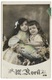 1er Avril - Deux Petites Filles Avec Poisson D'avril - Vraie Photo Teintée - 1903 - April Fool's Day