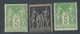 CP-84: FRANCE:  Lot Avec N° 102**-103*-106** - 1898-1900 Sage (Type III)