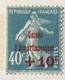 Timbre France Semeuse Caisse D'amortissement YT 246 (*) 1927, +10c Sur 40 C [bleu] (côte 6 Euros) – 456 - Neufs