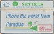 Seychelles - L&G, SEY-03a, Phone The World From Paradise (Green Palm & Blue Slogan), 011E, 4,000ex, 11/90, Used As Scan - Seychelles
