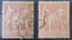 Delcampe - France - Petite Collection De 21 Timbres SAGE Type 1 Et 2 Oblitérés (Paire 1c Neuve*) Du 1c Au 1f - A étudier - Collections