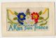 SILK EMBROIDERED A KISS FROM FRANCE WITH INSERT VINTAGE POSTCARD #90755 - Brodées