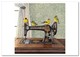 SEW ART~ OLD SEWING Machine BIRDS Curtains Window Needle Modern Postcard - Artigianato