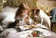 Little Girl Praying Before Breakfast Dog Cat By Barber Russian Modern Postcard - Andere & Zonder Classificatie