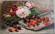 CPA NATURE MORTE FLEURS PIVOINES / CERISES FRUITS . ART . STILL LIFE FLOWERS PIVOINE  / CHERRIES SILVER PLATE - Fleurs