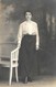 CPA Carte Photo Une FEMME LADY FRAU Avec Ses Bottines Neuves Souriant Au Photographe CHABERT à SAINT ETIENNE - A Identifier